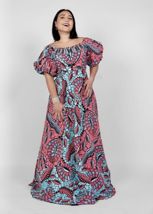 Maxi African dress boat neckline - 3