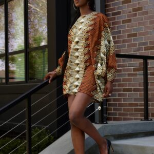 ALQuiSan-Sau Queen Sleeves African Shirt Dress-1