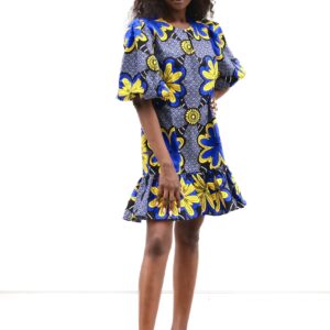 Latest Trend African Print Puffy- Sleeves African Ruffle Bottom Dress-1