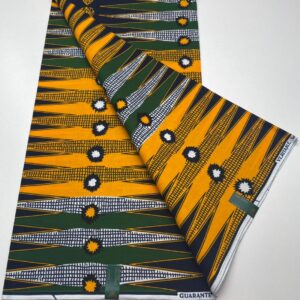 Yellow, green, and blue patterned fabric.
