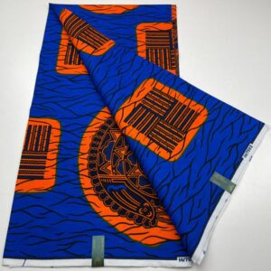 Blue and orange patterned fabric.
