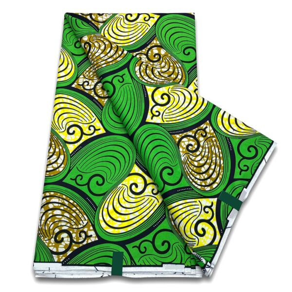 Green and yellow patterned fabric.