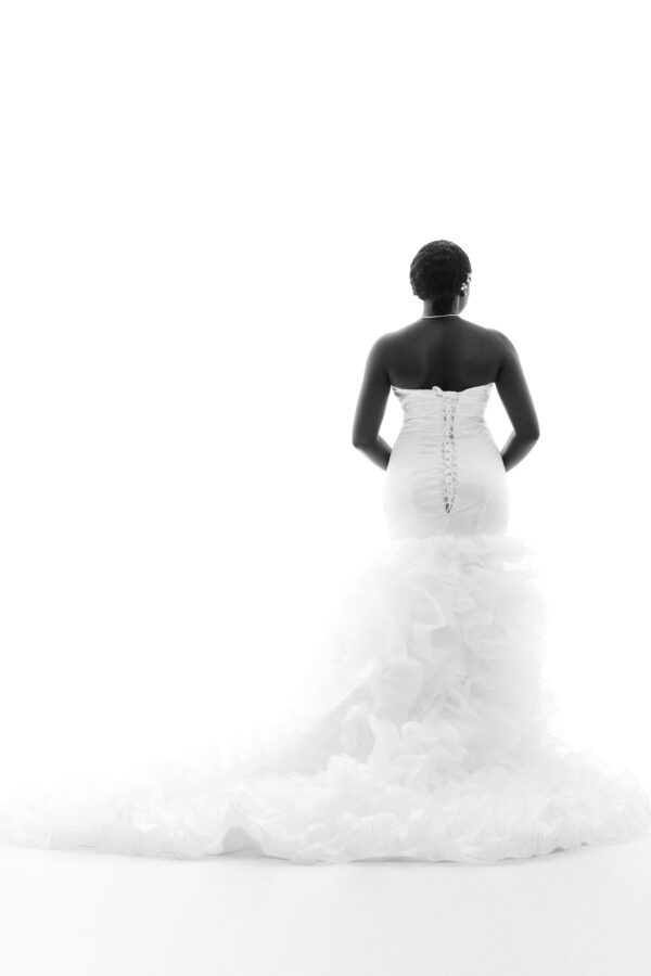 Bride in a white wedding gown.