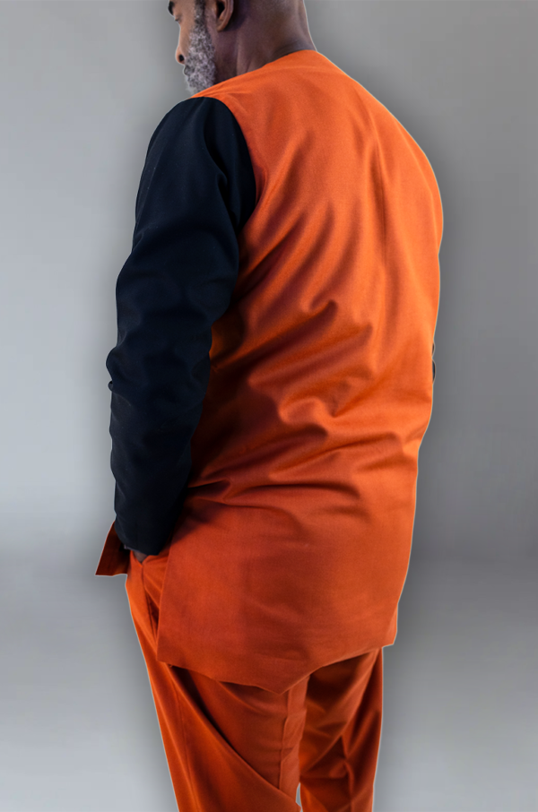 Orange and Black Menswear Tunic Set