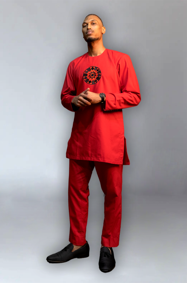 African Men's Red Senator Suit