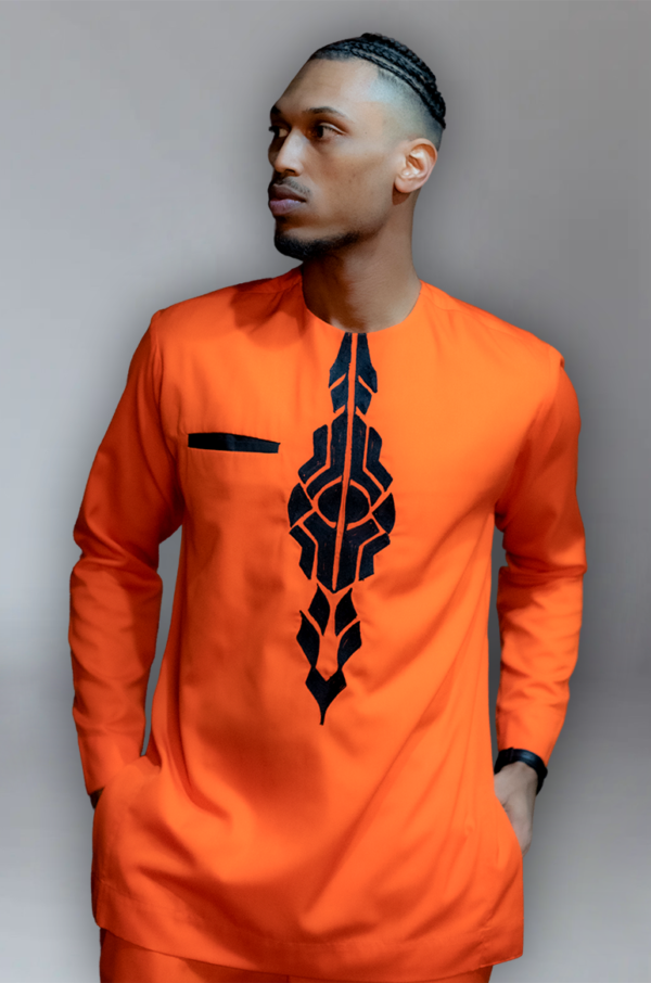 African Men’s Orange Senator Suit