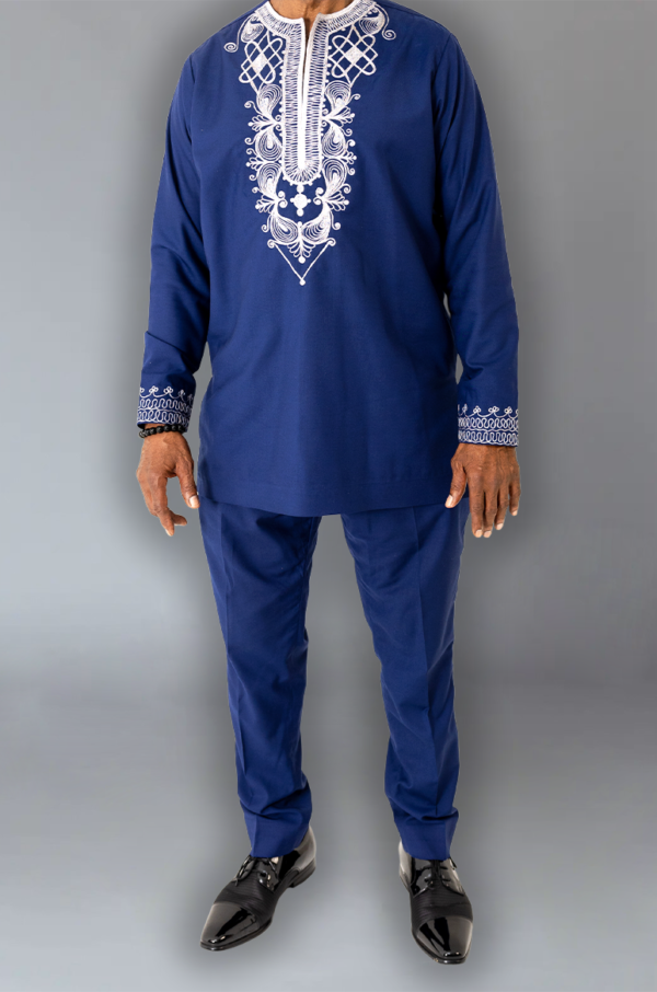 Tunic with Intricate White Embroidery