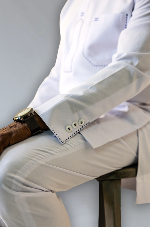 Pristine White Menswear Tunic Set